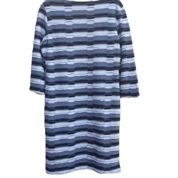 Sharagano Dress Shirt Quilted Bandage Midi Textured Striped Grunge Gray Sz 14 - Picture 2 of 8